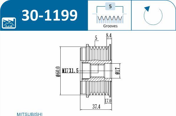 IJS GROUP 30-1199 - Puleggia cinghia, Alternatore autozon.pro