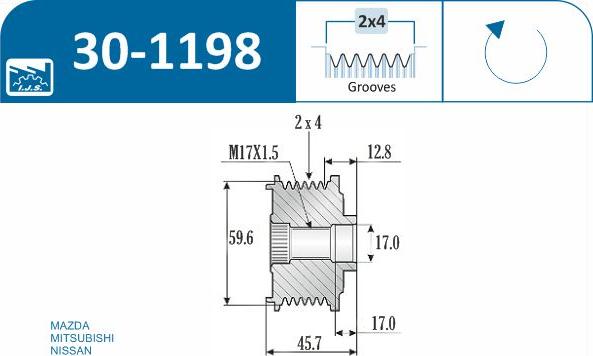 IJS GROUP 30-1198 - Puleggia cinghia, Alternatore autozon.pro