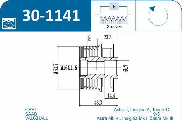 IJS GROUP 30-1141 - Puleggia cinghia, Alternatore autozon.pro