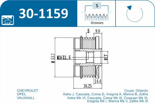 IJS GROUP 30-1159 - Puleggia cinghia, Alternatore autozon.pro