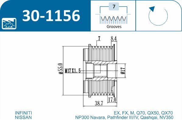 IJS GROUP 30-1156 - Puleggia cinghia, Alternatore autozon.pro