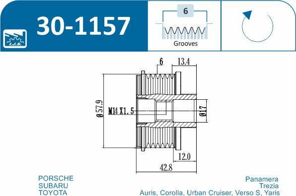 IJS GROUP 30-1157 - Puleggia cinghia, Alternatore autozon.pro