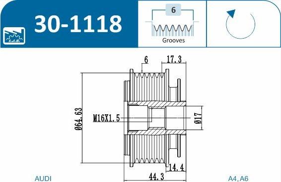 IJS GROUP 30-1118 - Puleggia cinghia, Alternatore autozon.pro