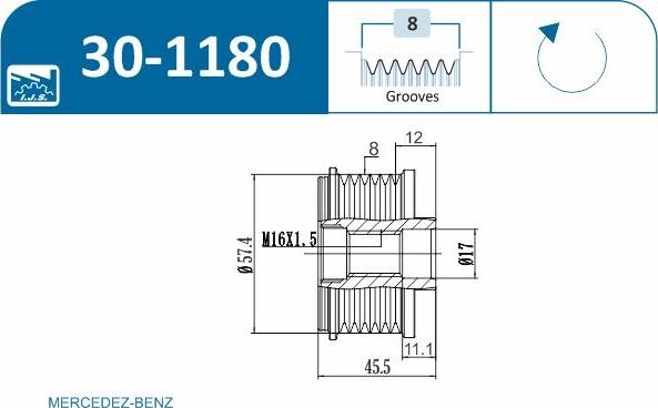 IJS GROUP 30-1180 - Puleggia cinghia, Alternatore autozon.pro