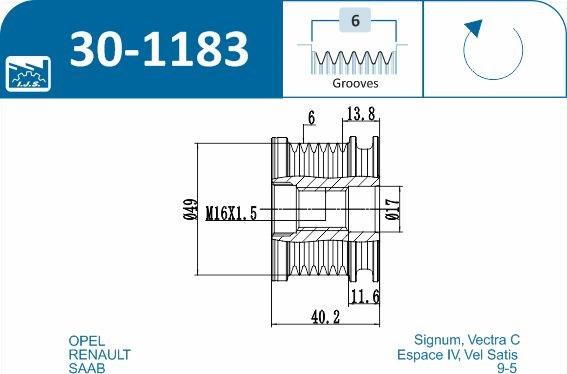 IJS GROUP 30-1183 - Puleggia cinghia, Alternatore autozon.pro