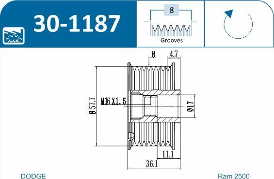 IJS GROUP 30-1187 - Puleggia cinghia, Alternatore autozon.pro