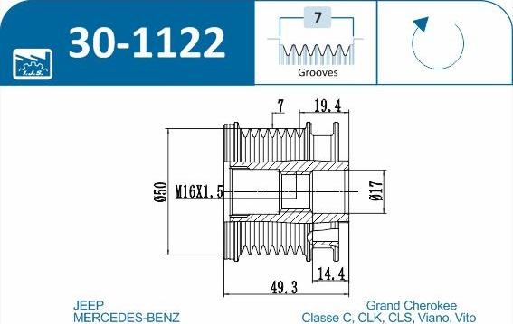 IJS GROUP 30-1122 - Puleggia cinghia, Alternatore autozon.pro