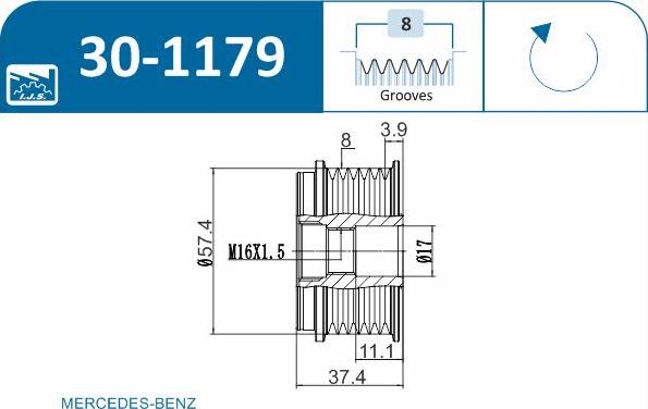 IJS GROUP 30-1179 - Puleggia cinghia, Alternatore autozon.pro