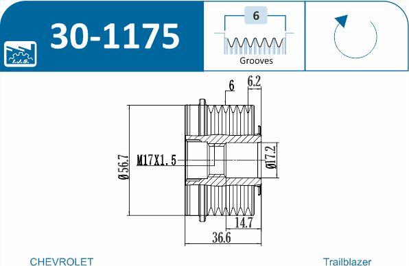 IJS GROUP 30-1175 - Puleggia cinghia, Alternatore autozon.pro