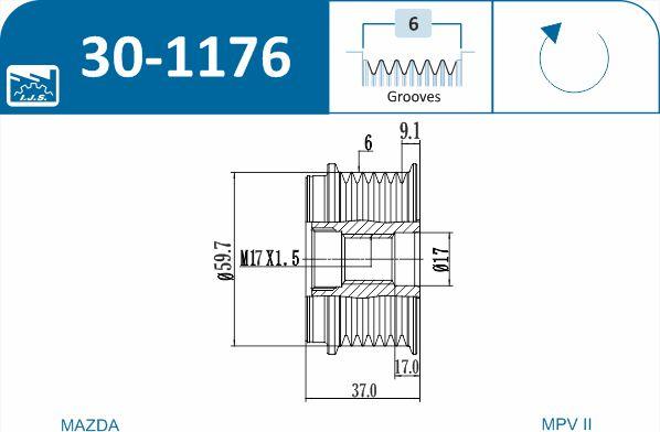 IJS GROUP 30-1176 - Puleggia cinghia, Alternatore autozon.pro