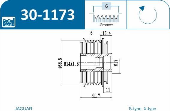 IJS GROUP 30-1173 - Puleggia cinghia, Alternatore autozon.pro