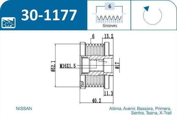 IJS GROUP 30-1177 - Puleggia cinghia, Alternatore autozon.pro