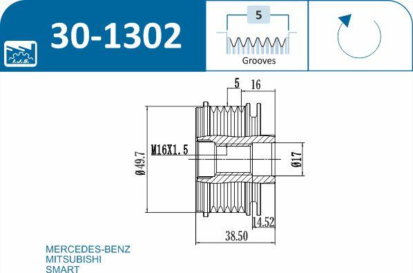 IJS GROUP 30-1302 - Puleggia cinghia, Alternatore autozon.pro