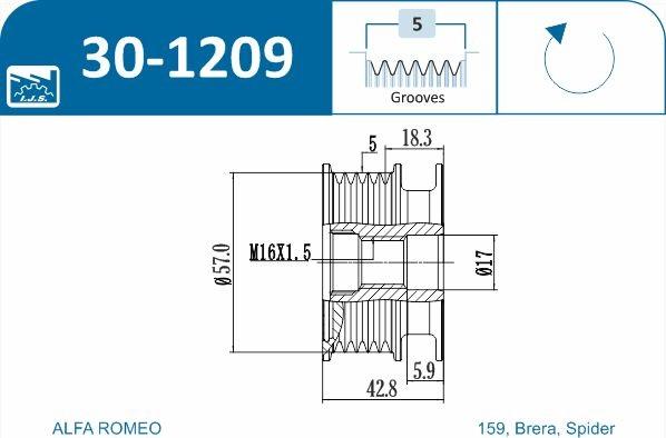 IJS GROUP 30-1209 - Puleggia cinghia, Alternatore autozon.pro