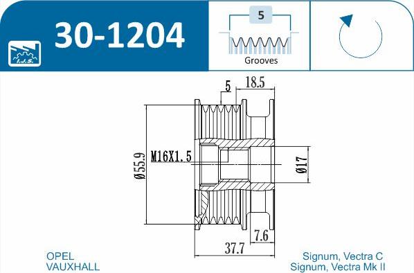 IJS GROUP 30-1204 - Puleggia cinghia, Alternatore autozon.pro