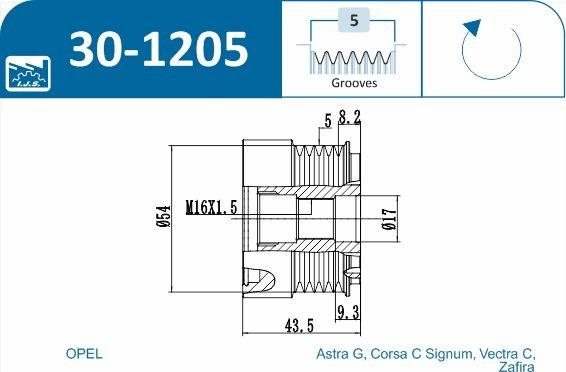 IJS GROUP 30-1205 - Puleggia cinghia, Alternatore autozon.pro