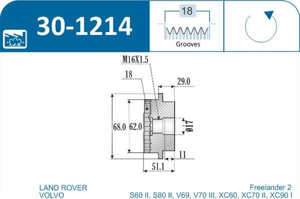 IJS GROUP 30-1214 - Puleggia cinghia, Alternatore autozon.pro