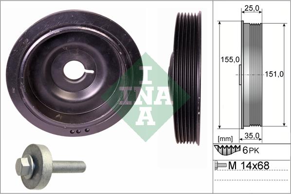 INA 544 0090 20 - Puleggia cinghia, Albero a gomiti autozon.pro