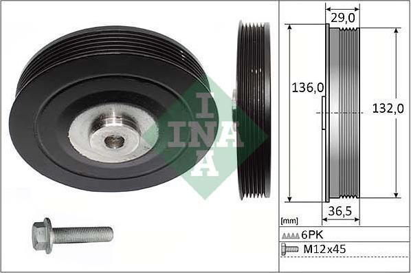 INA 544 0007 20 - Puleggia cinghia, Albero a gomiti autozon.pro