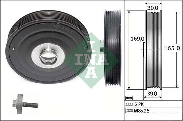 INA 544 0088 20 - Puleggia cinghia, Albero a gomiti autozon.pro