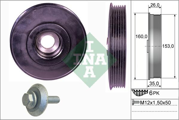 INA 544 0079 20 - Puleggia cinghia, Albero a gomiti autozon.pro