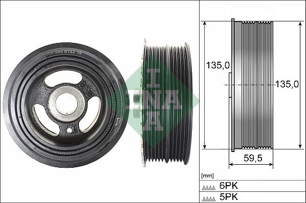 INA 544 0152 10 - Puleggia cinghia, Albero a gomiti autozon.pro