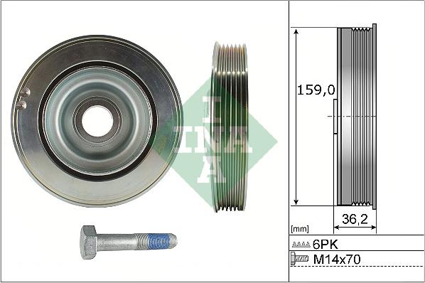 INA 544 0173 20 - Puleggia cinghia, Albero a gomiti autozon.pro