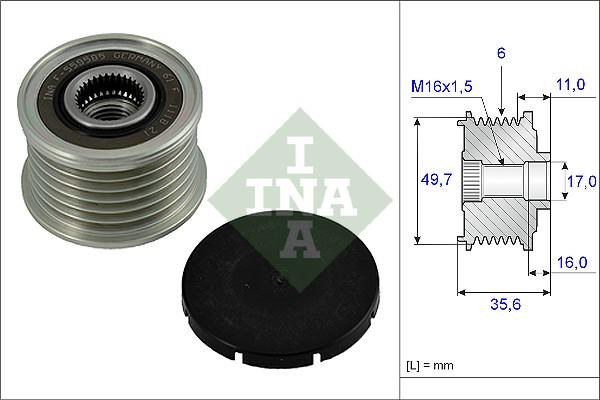 INA 535 0016 10 - Puleggia cinghia, Alternatore autozon.pro