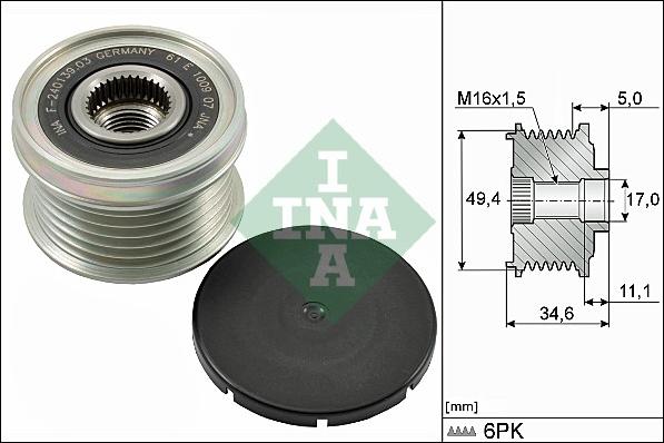 INA 535 0155 10 - Puleggia cinghia, Alternatore autozon.pro