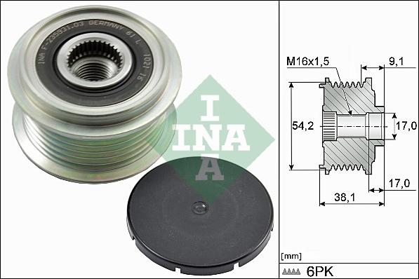 INA 535 0100 10 - Puleggia cinghia, Alternatore autozon.pro