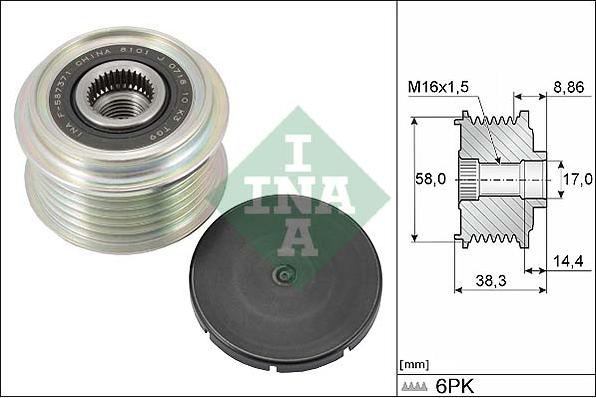 INA 535 0296 10 - Puleggia cinghia, Alternatore autozon.pro