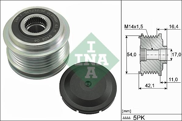 INA 535 0286 10 - Puleggia cinghia, Alternatore autozon.pro