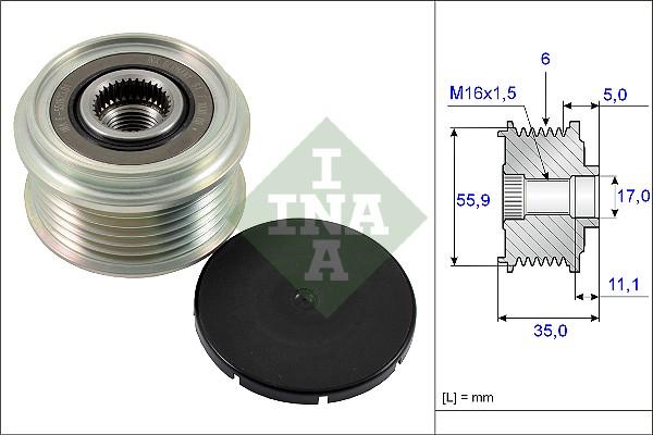 INA 535 0222 10 - Puleggia cinghia, Alternatore autozon.pro