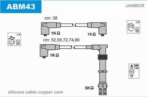 Janmor ABM43 - Kit cavi accensione autozon.pro