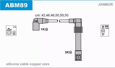 Janmor ABM89 - Kit cavi accensione autozon.pro