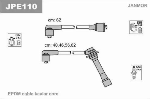 Janmor JPE110 - Kit cavi accensione autozon.pro