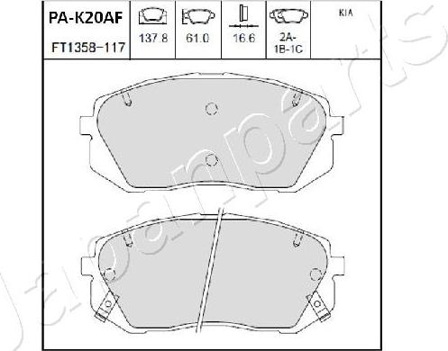 Japanparts PA-K20AF - Kit pastiglie freno, Freno a disco autozon.pro