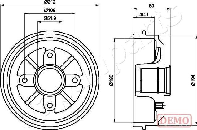 Japanparts TA-0608C - Tamburo freno autozon.pro