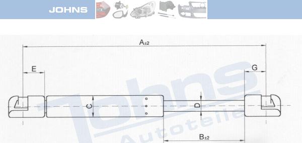 Johns 60 07 95-91 - Ammortizatore pneumatico, Cofano bagagli / vano carico autozon.pro