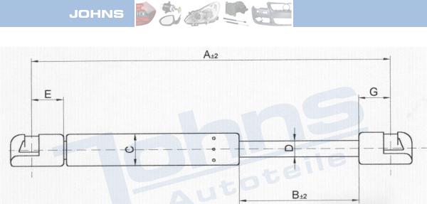 Johns 60 24 95-91 - Ammortizatore pneumatico, Cofano bagagli / vano carico autozon.pro