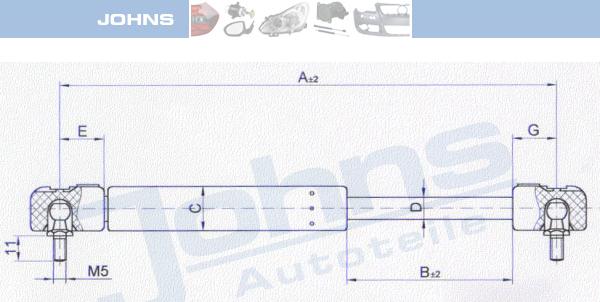 Johns 30 16 95-92 - Ammortizatore pneumatico, Cofano bagagli / vano carico autozon.pro