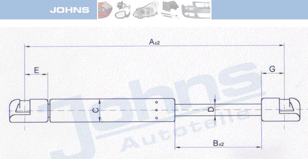 Johns 23 06 95-91 - Ammortizatore pneumatico, Cofano bagagli / vano carico autozon.pro