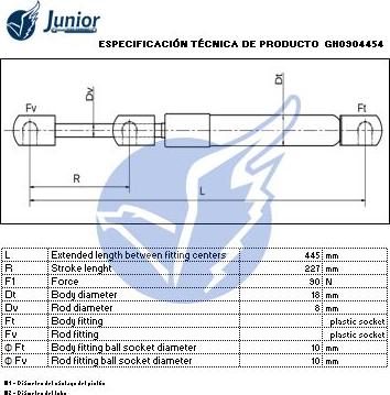 JUNIOR GH0904454 - Ammortizatore pneumatico, Cofano bagagli / vano carico autozon.pro