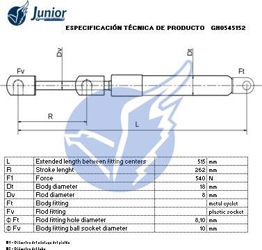 JUNIOR GH0545152 - Ammortizatore pneumatico, Cofano bagagli / vano carico autozon.pro