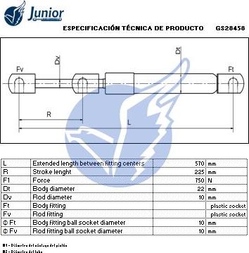 JUNIOR GS28458 - Ammortizatore pneumatico, Cofano bagagli / vano carico autozon.pro