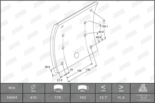 Jurid 1949405380 - Kit materiale d'attrito, Freno a tamburo autozon.pro