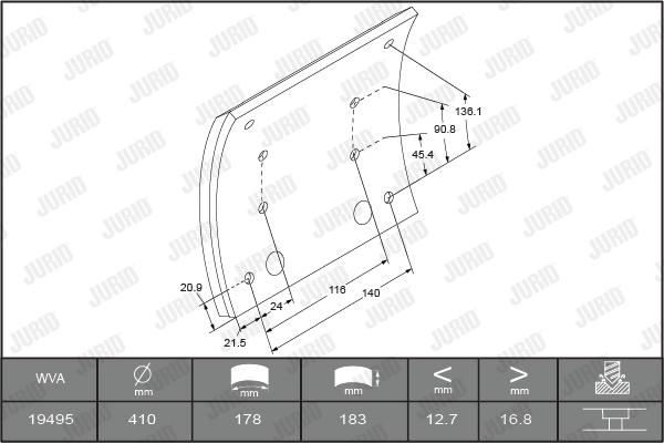 Jurid 1949525380 - Kit materiale d'attrito, Freno a tamburo autozon.pro