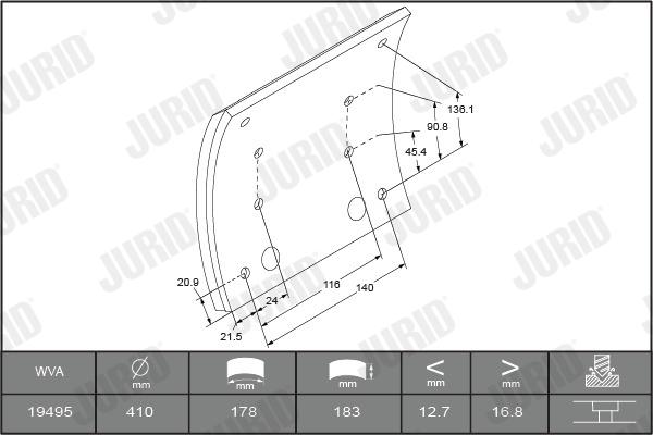 Jurid 1949515050 - Kit materiale d'attrito, Freno a tamburo autozon.pro