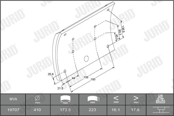 Jurid 1958101820 - Kit materiale d'attrito, Freno a tamburo autozon.pro