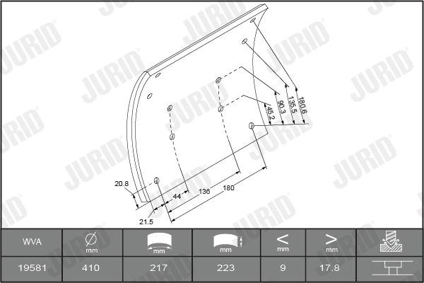 Jurid 1958111820 - Kit materiale d'attrito, Freno a tamburo autozon.pro